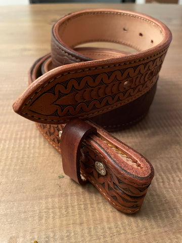 Bison inlay western belt