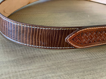 Lizard skin overlay western belt