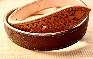 Bison inlay western belt