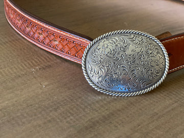 Lizard skin overlay western belt