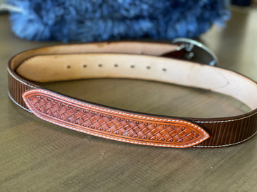 Lizard skin overlay western belt