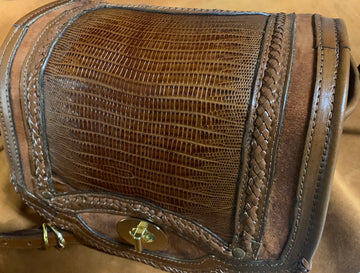 Brown Lizard and Lace Handbag